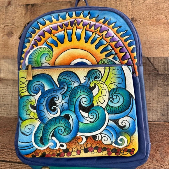 NWOT Sukriti Kolkata Handbag Collection One Of A Kind Hand Painted- Leather